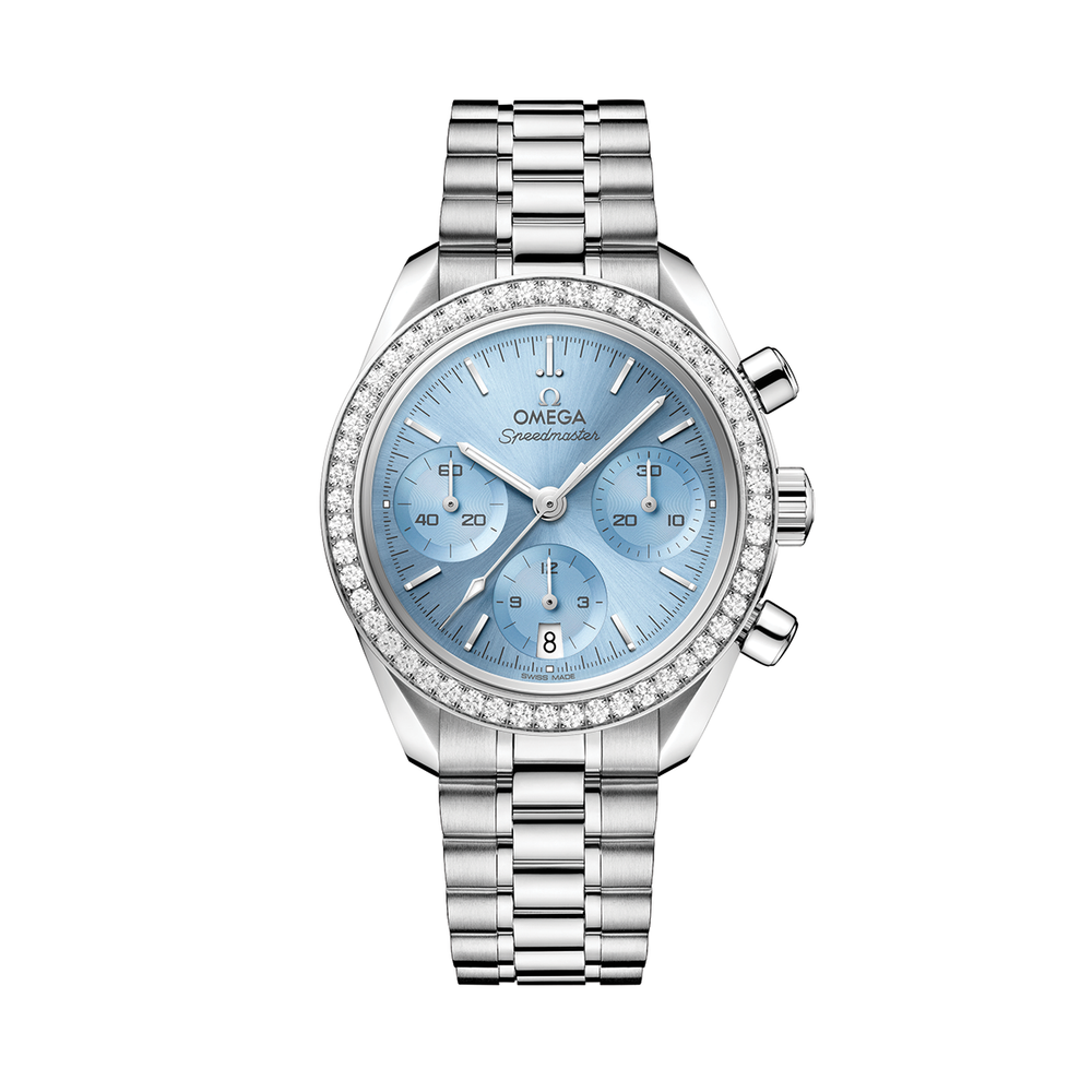 Speedmaster Chronograph 38mm - Ice Blue, Diamond-Set Bezel on Bracelet