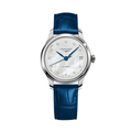 Master 34mm - White, Mother-of-Pearl, Diamond-Set on Leather Strap