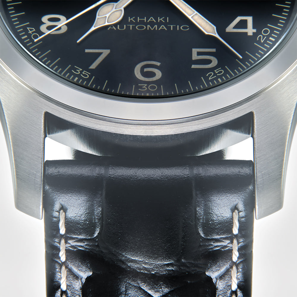 Khaki Field Murph 42mm - Black on Leather Strap with Standard Packaging