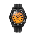 1521 Black DLC 42mm dive watch with orange dial on a black rubber strap