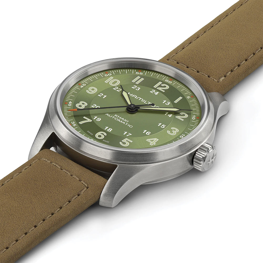 Khaki Field Titanium Auto 42mm - Green on Strap