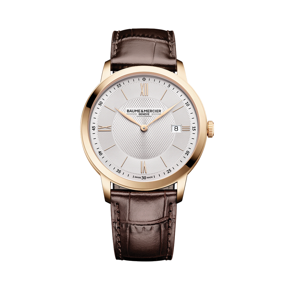 Classima 10857 Quartz Gold-Tone PVD 40mm - Silver on Leather Strap