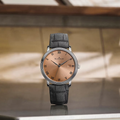 Villeret Ultraplate 38mm - Sunburst Salmon on Leather Strap