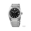 King Seiko VANAC 41mm watch with black dial on a brushed stainless steel bracelet