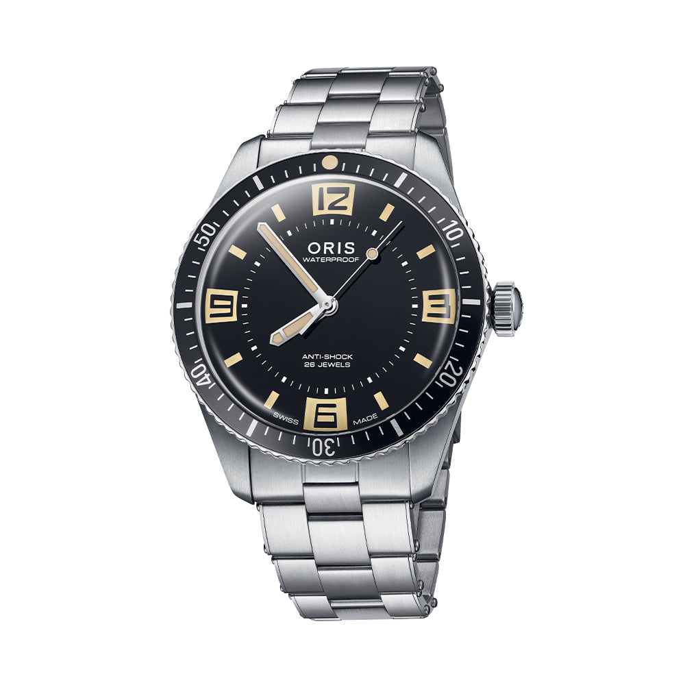 60th Anniversary Edition Divers Sixty-Five 40mm - Black on Bracelet with Leather Strap