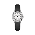 American Classic Cushion Mechanical 30mm watch with white dial on black leather strap.