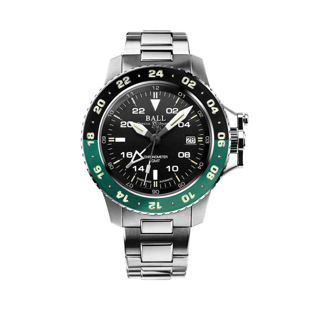 Engineer Hydrocarbon AeroGMT II 40mm - Black/Green Bezel on Bracelet