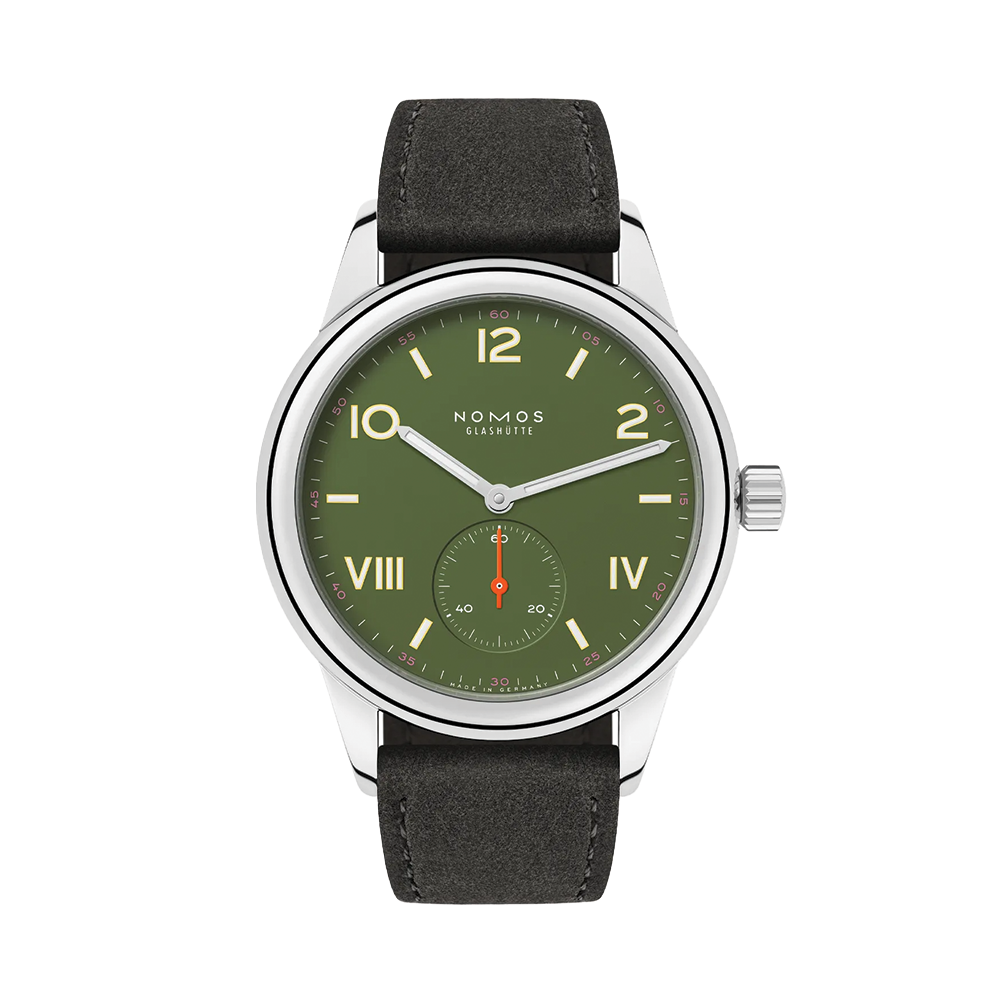 Club Campus Steel Back 36mm - Olive on Leather Strap