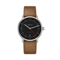 Hamburg 38mm - Black/Red on Brown Leather Strap