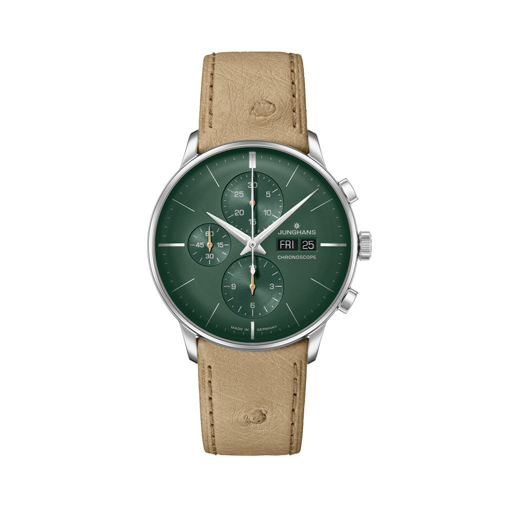 Meister Chronoscope Day Date English 40mm - Green on Leather Strap