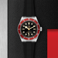 Black Bay 41mm - Black, Burgundy Bezel on Rubber Strap