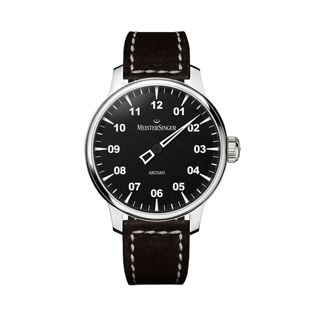 Archao 43mm - Black on Leather Strap
