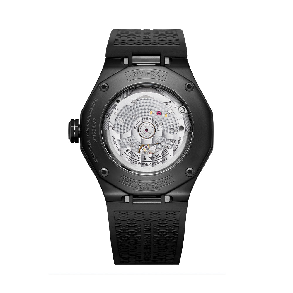 Riviera 10617 Baumatic COSC Certified 42mm - Black on Rubber Strap
