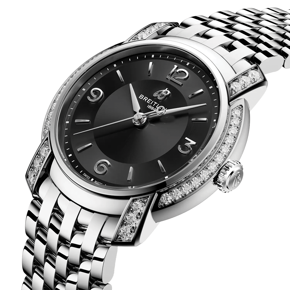 Lady Premier 32mm - Black w/ Diamonds on Bracelet