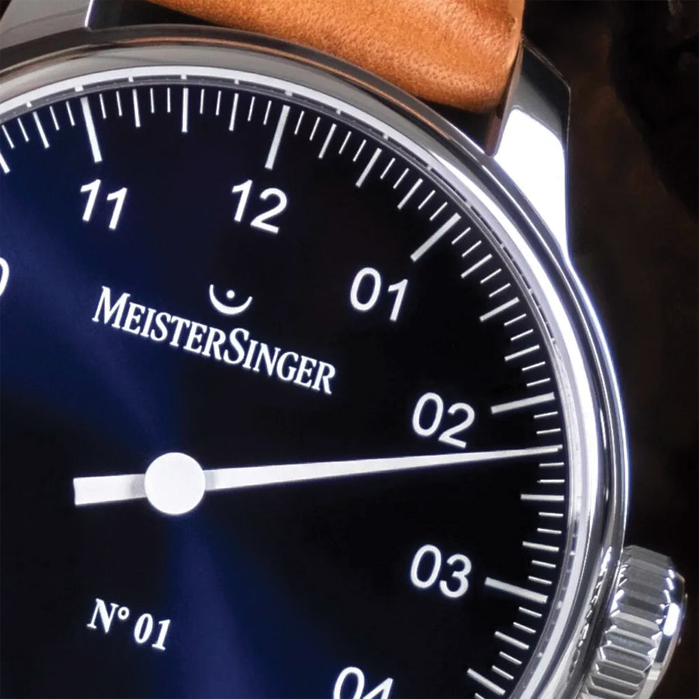 №01 43mm - Blue on Leather Strap