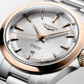 Conquest 30mm - Silver w/ Pink Gold Bezel on Bracelet
