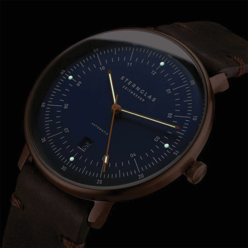 Hamburg Automatic Bronze PVD 42mm - Blue on Leather Strap