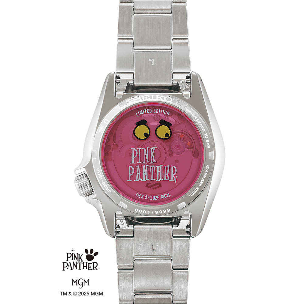 SRPM07 5 Sports SKX Pink Panther Limited Edition 38mm - Pink on Bracelet w/ Additional Fabric Strap