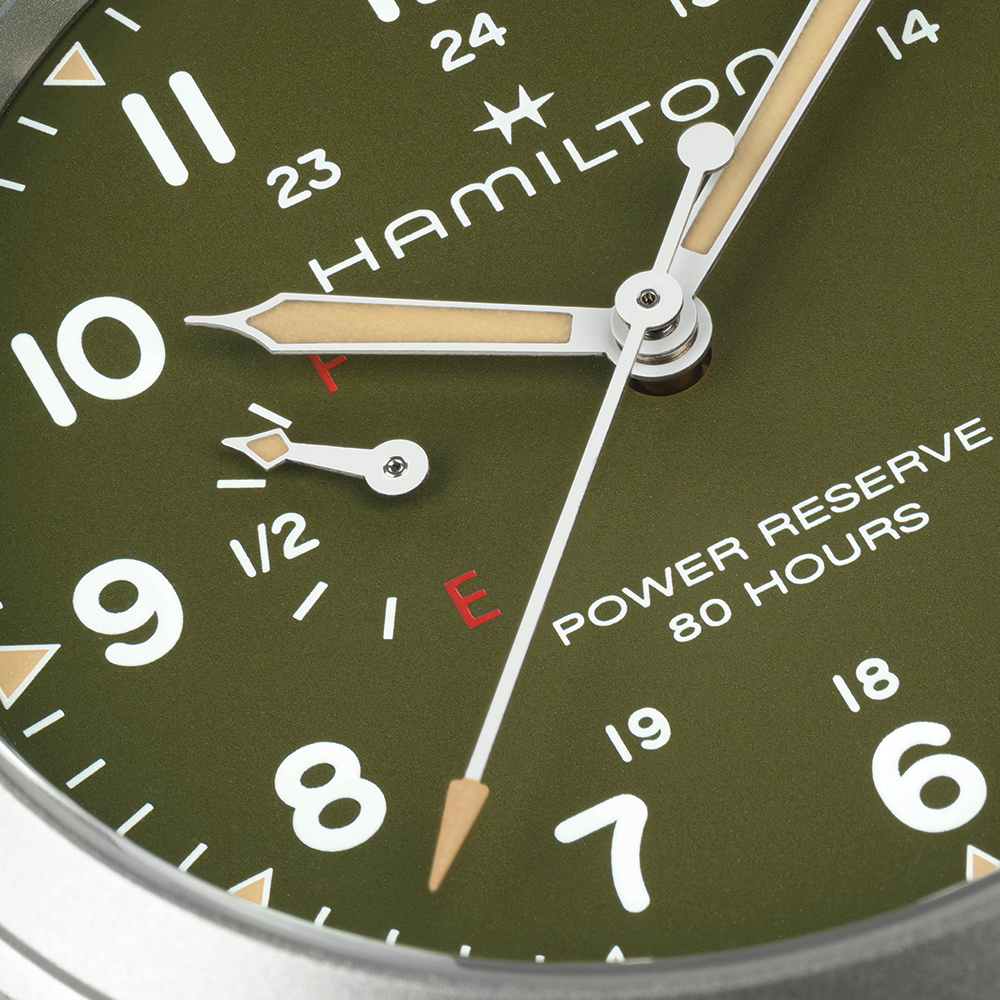 Khaki Field Power Reserve Mechanical 40mm Green on Bracelet