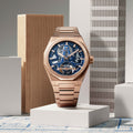 Defy Skyline Tourbillon Skeleton Rose Gold Limited Edition 41mm - Blue on Bracelet w/ Extra Rubber Strap