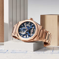Defy Skyline Tourbillon Skeleton Rose Gold Limited Edition 41mm - Blue on Bracelet w/ Extra Rubber Strap
