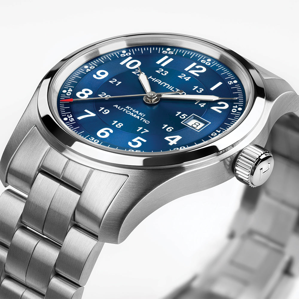 Khaki Field Auto Date 42mm - Blue on Bracelet