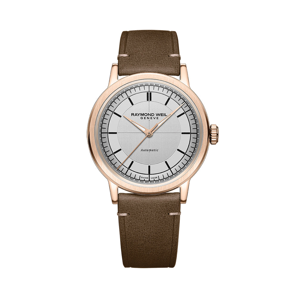 Millesime Men's Automatic Sector Dial 39.5mm - Silver on Leather Strap