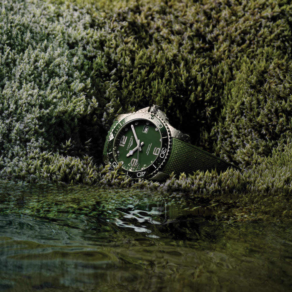 HydroConquest 41mm - Green on Rubber Strap