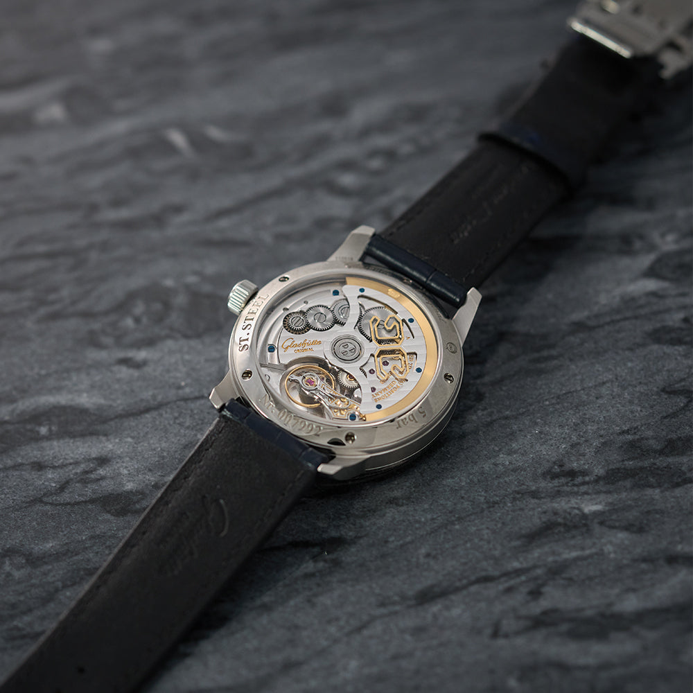 Senator Excellence Panorama Date Moon Phase 40mm - Silver on Leather Strap