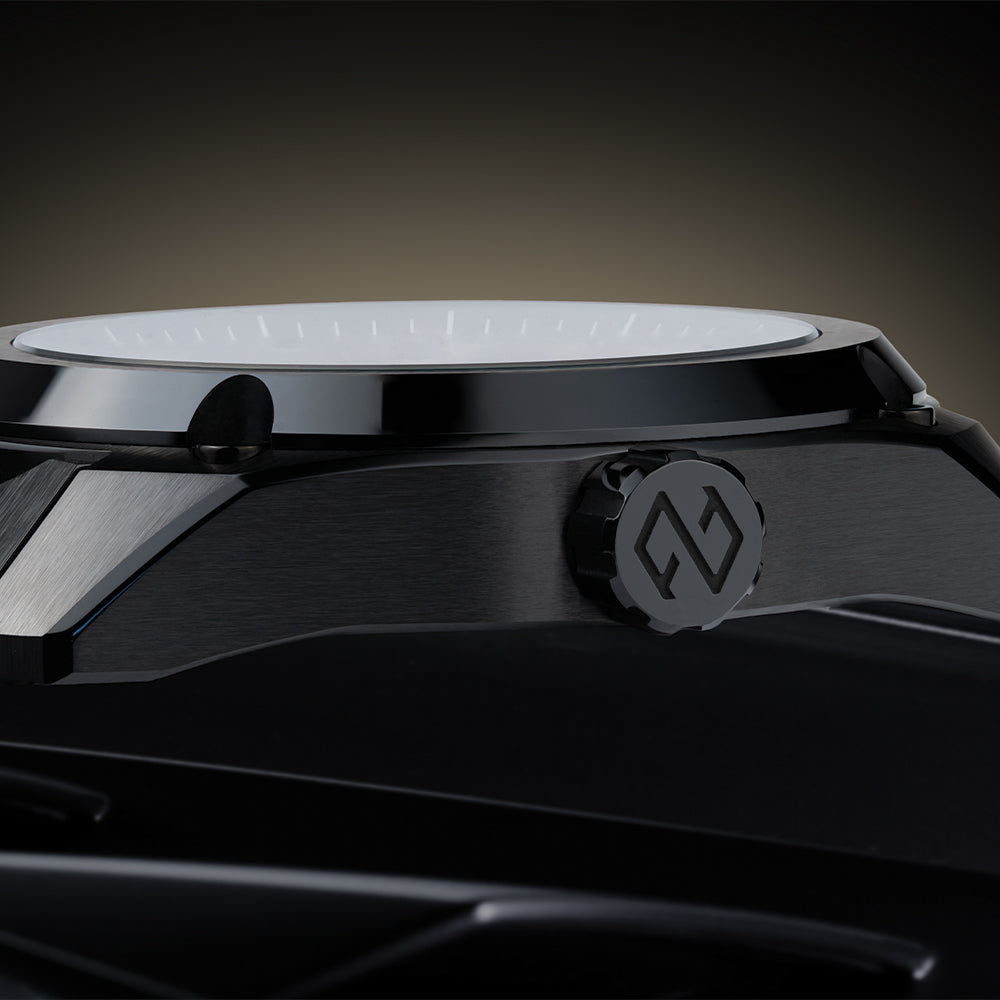 Essence Ceramica Skeleton COSC 41mm - Black and Stradale Viola on Bracelet