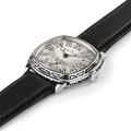 American Classic Cushion Mechanical 34mm watch with engraved bezel and black leather strap