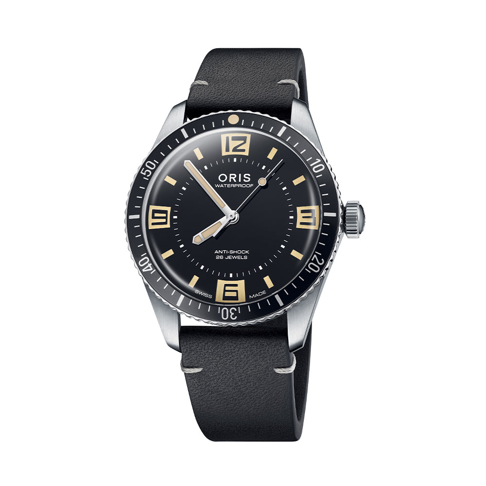 60th Anniversary Edition Divers Sixty-Five 40mm - Black on Bracelet with Leather Strap