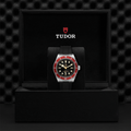 Black Bay 41mm - Black, Burgundy Bezel on Rubber Strap