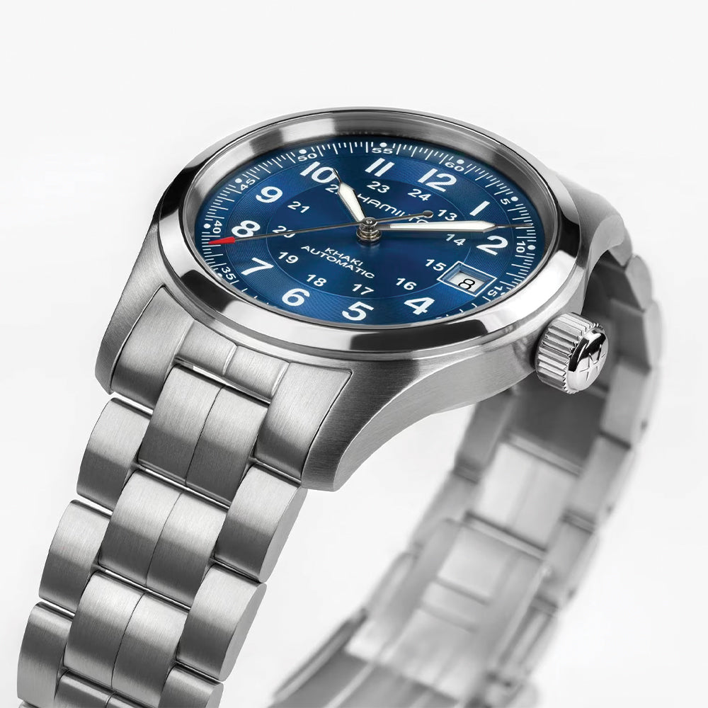 Khaki Field Auto Date 38mm - Blue on Bracelet