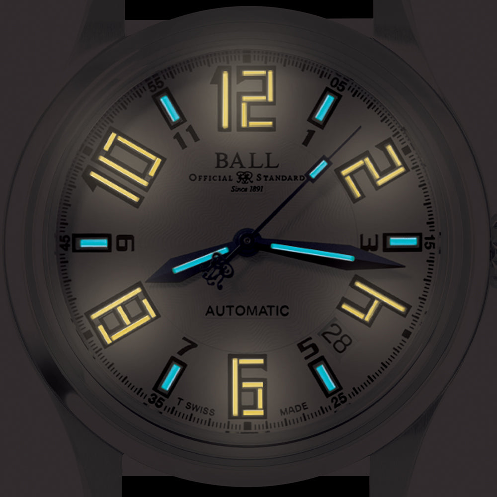 Trainmaster Arabic 38mm - White on Leather Strap