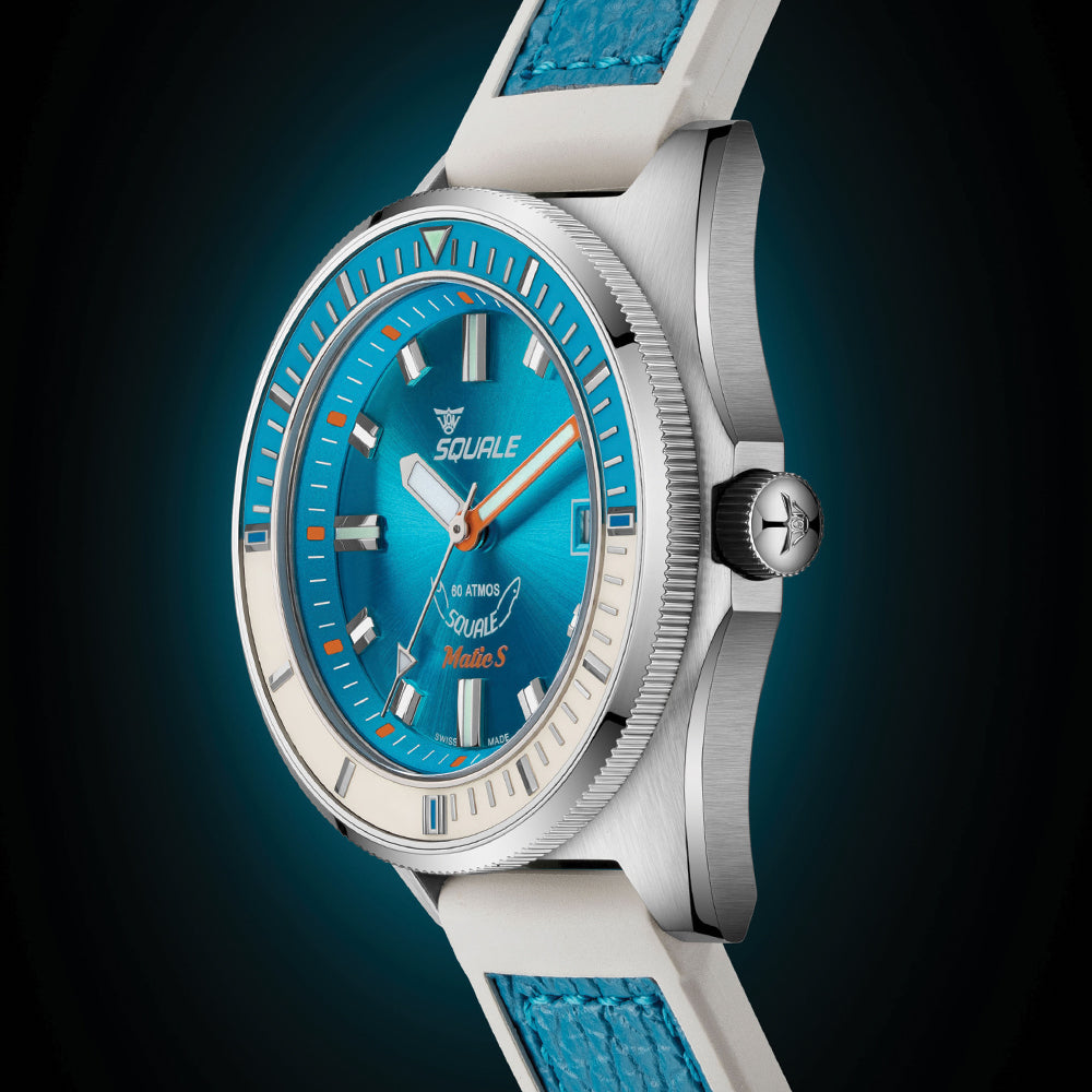 Matic S 37.8mm - Light Blue on HydroLeather Strap