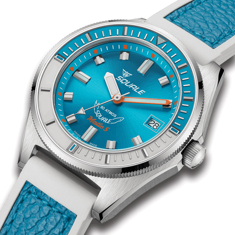 Matic S 37.8mm - Light Blue on HydroLeather Strap