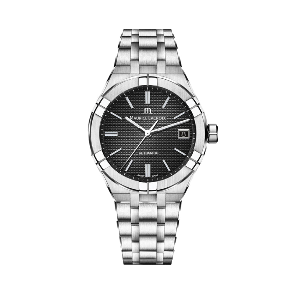Maurice Lacroix AIKON Automatic 39mm black dial stainless steel watch with date display