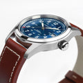 Khaki Field Auto Date 38mm - Blue on Leather Strap