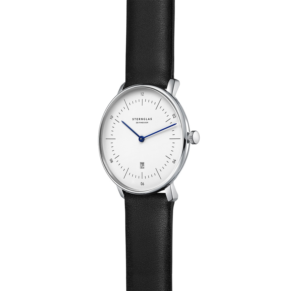 Naos XS Quartz Update 33mm - White on Leather Strap
