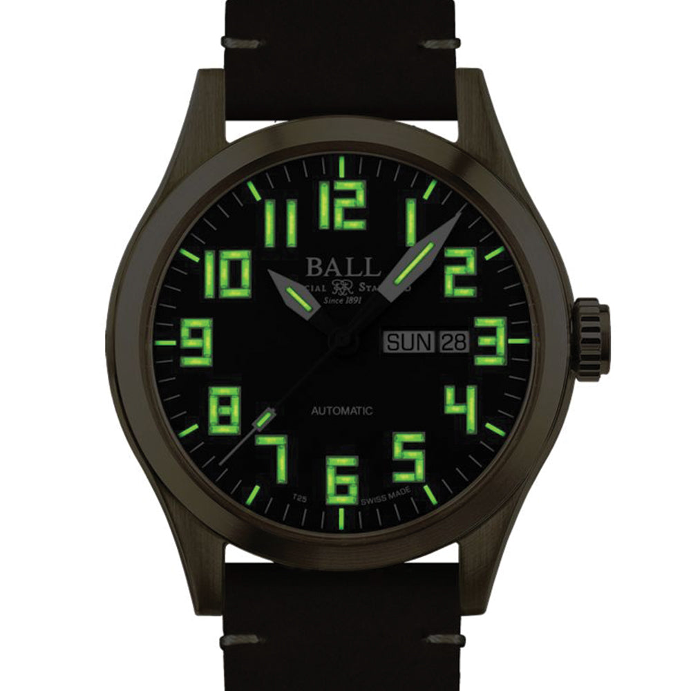 Engineer III Bronze - Black on Leather Strap