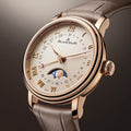 Villeret Calendar Moonphase Red Gold 29.2mm - Opaline Ivory on Leather Strap