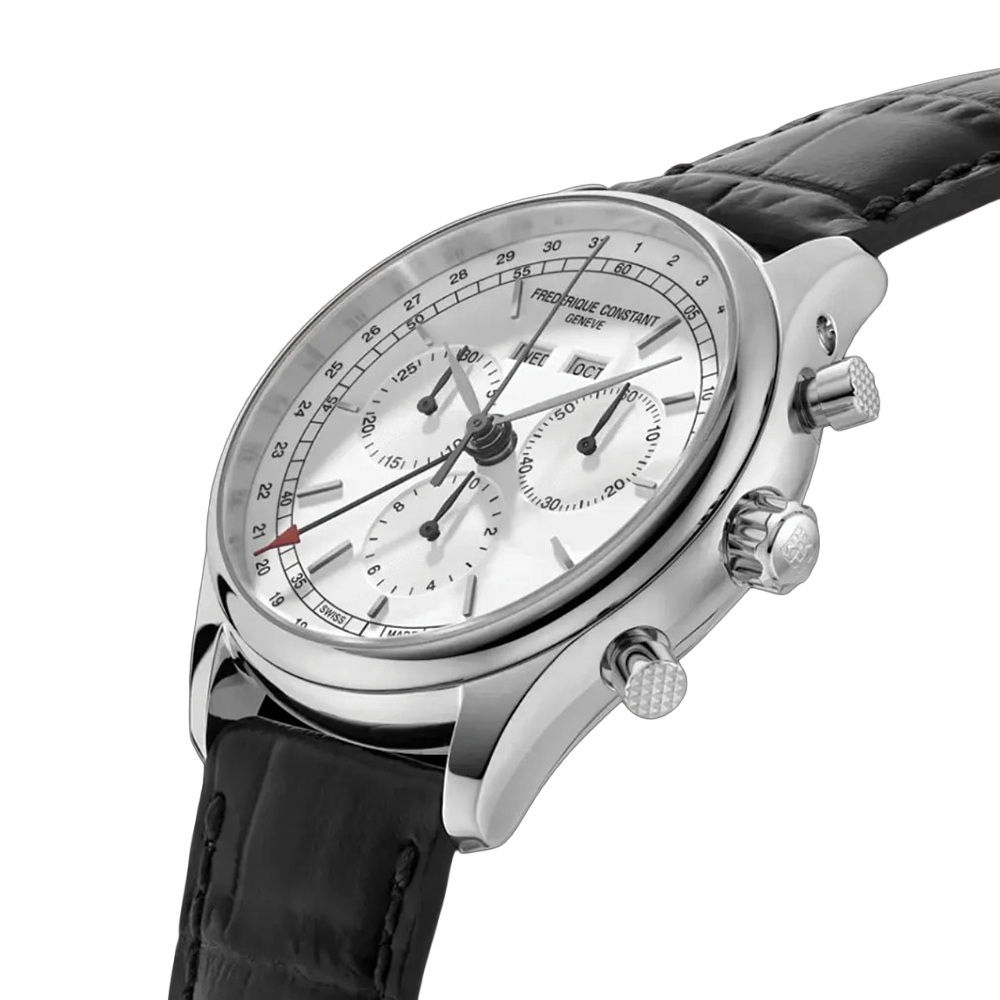 Classics Quartz Chronograph Triple Calendar 40mm - White on Leather Strap