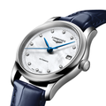 Master 34mm - White, Mother-of-Pearl, Diamond-Set on Leather Strap
