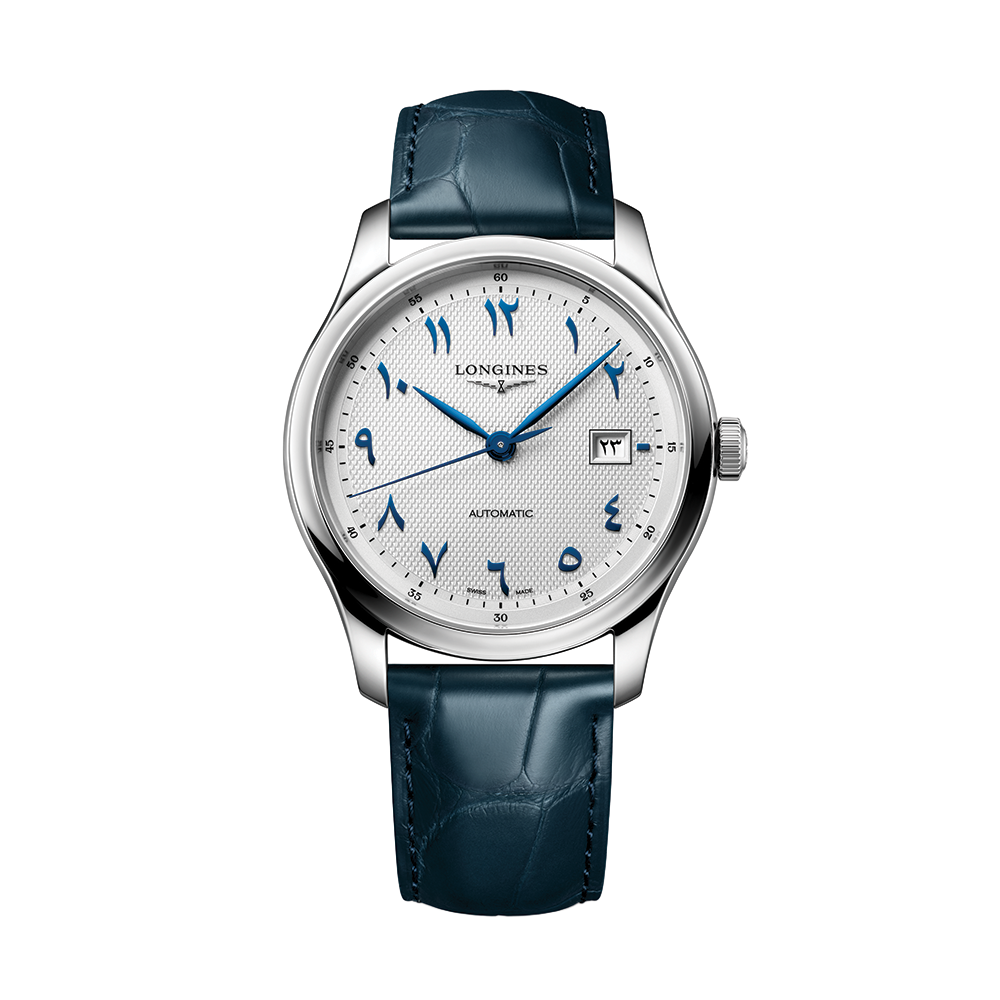 Master 41mm - Silver, Eastern Arabic Numerals on Leather Strap