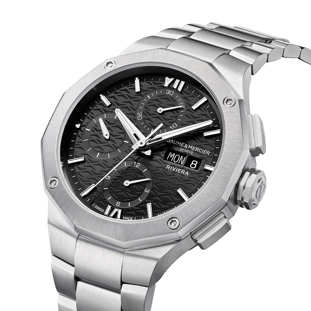 Riviera 10825 Automatic Chronograph 41mm - Black on Bracelet