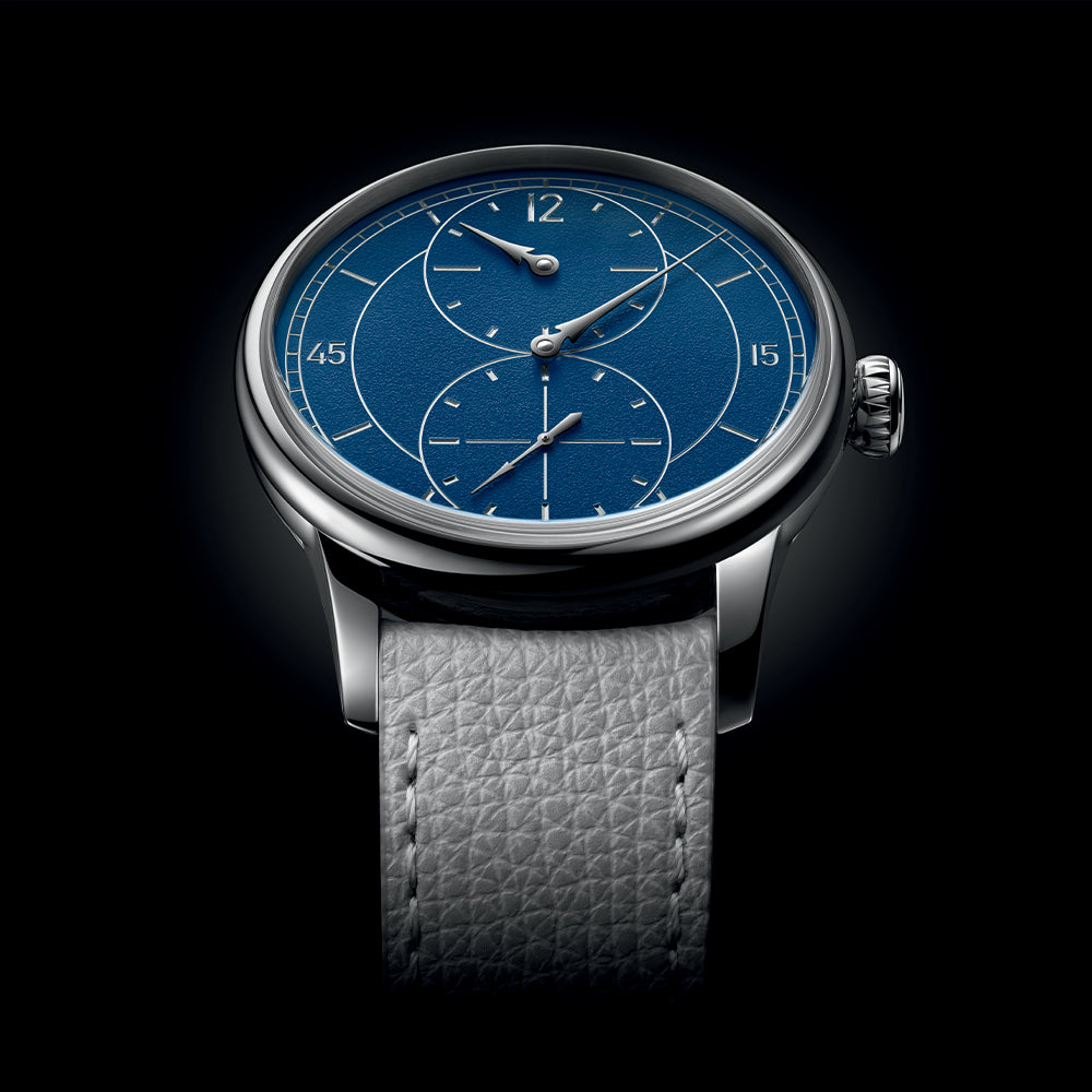 Le Régulateur Gravé Bleu 39mm - Blue on Leather Strap