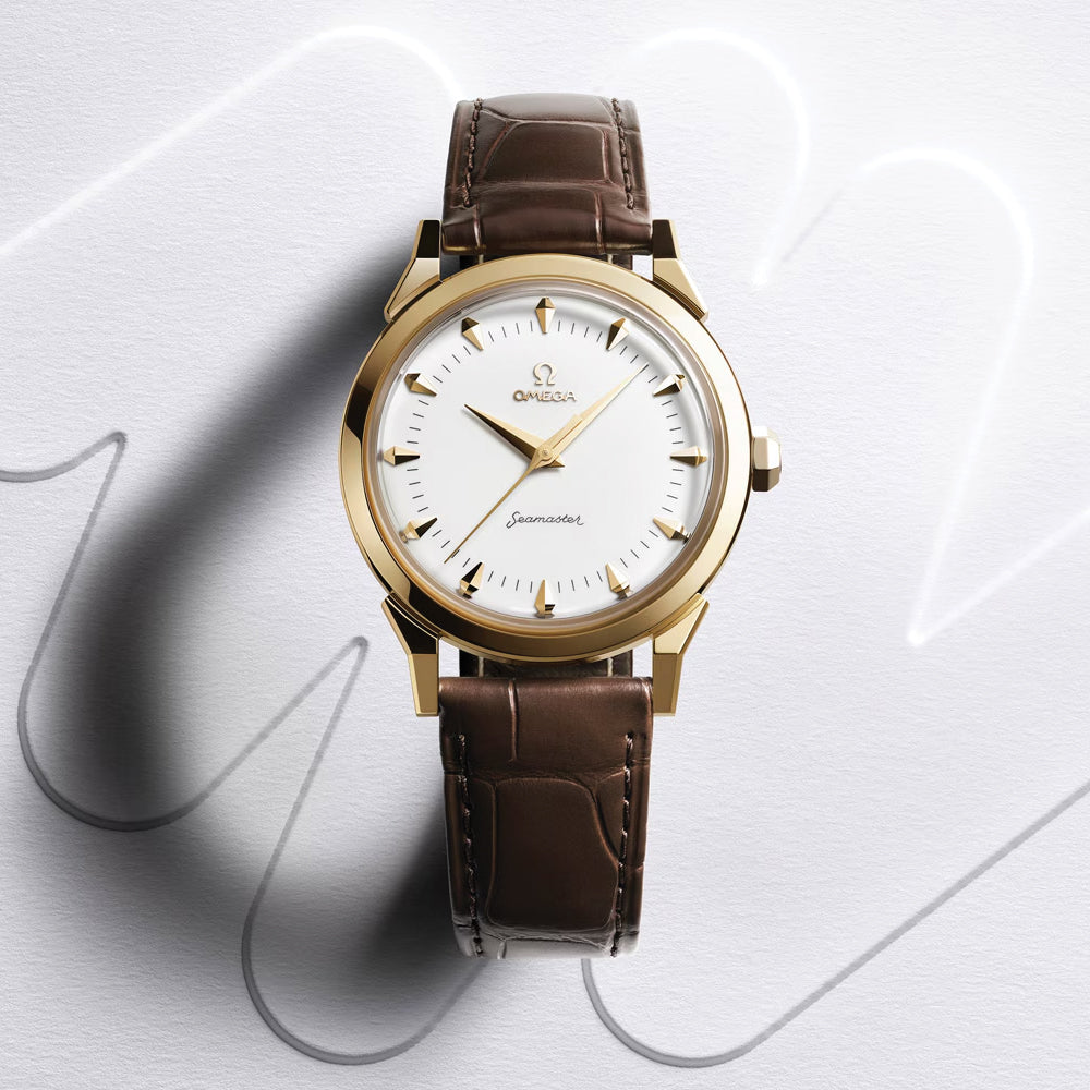 Seamaster Heritage Milano Cortina 2026 Moonshine‚Ñ¢ Gold 37mm - White on Leather Strap