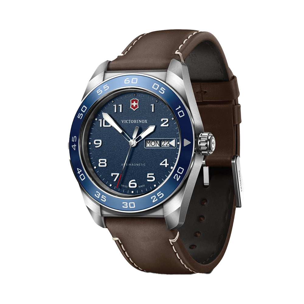 Swiss Army Quartz 42mm - Blue on Brown Leather Strap