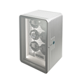 Neo Watch Winder silver with glass front and six watch slots visible